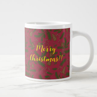 Merry Christmas Pinecones & Sprigs Jumbo Mugg