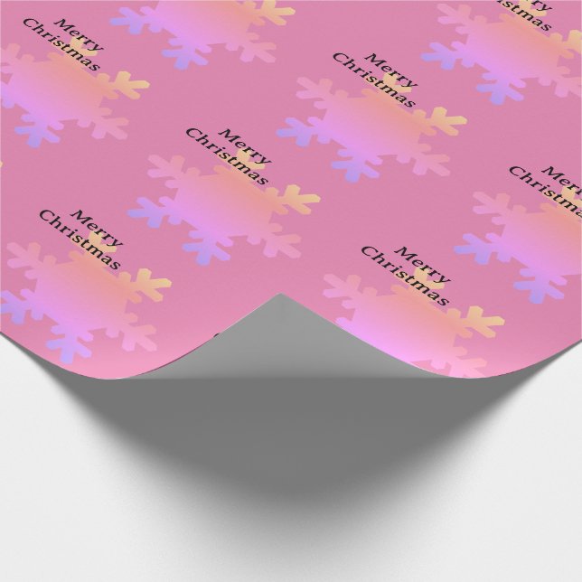 Merry Christmas Pink Gold Snowflake Patterns 2025 Presentpapper (Hörn)