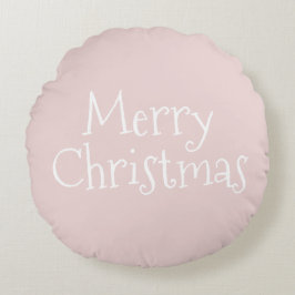 Merry Christmas Pink Round Pillow Rund Kudde