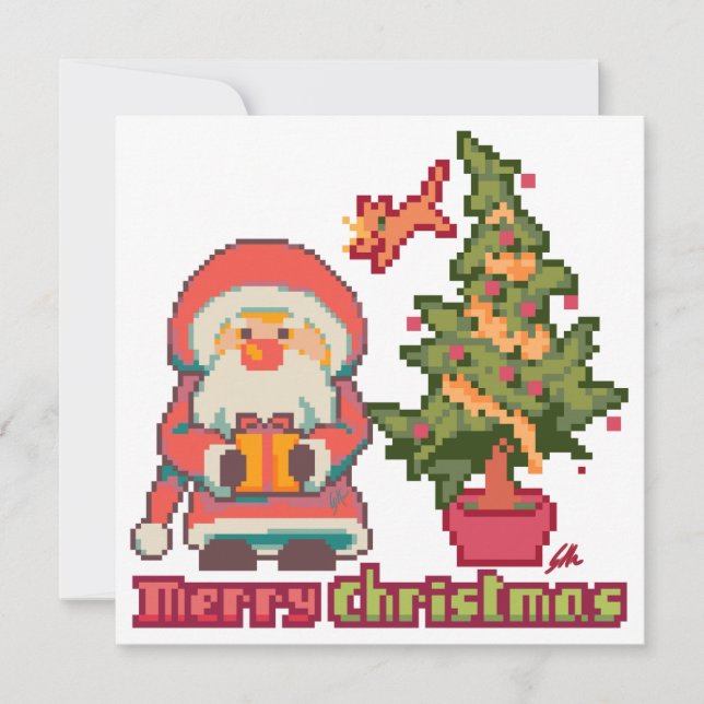 Merry Christmas Pixelart, Pixel Art  Kort (Framsida)