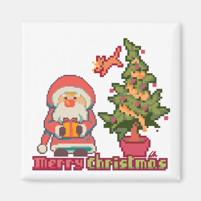 Merry Christmas Pixelart, Pixel Art Magnet (Framsidan)