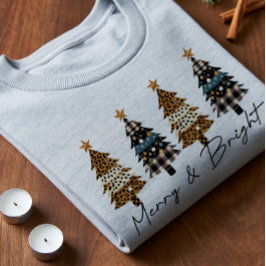 Merry Christmas Plaid & Leopard Print T Shirt