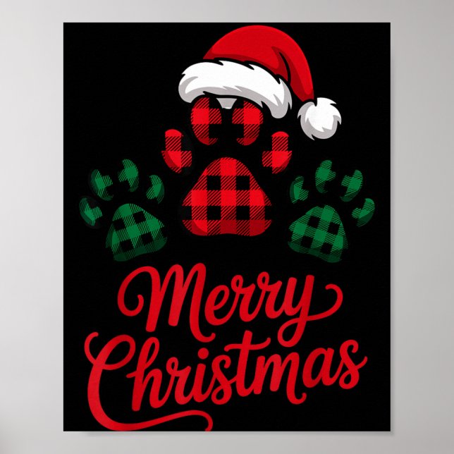 Merry Christmas Plaid Paw Pet Owners Holiday Dog L Poster (Framsidan)
