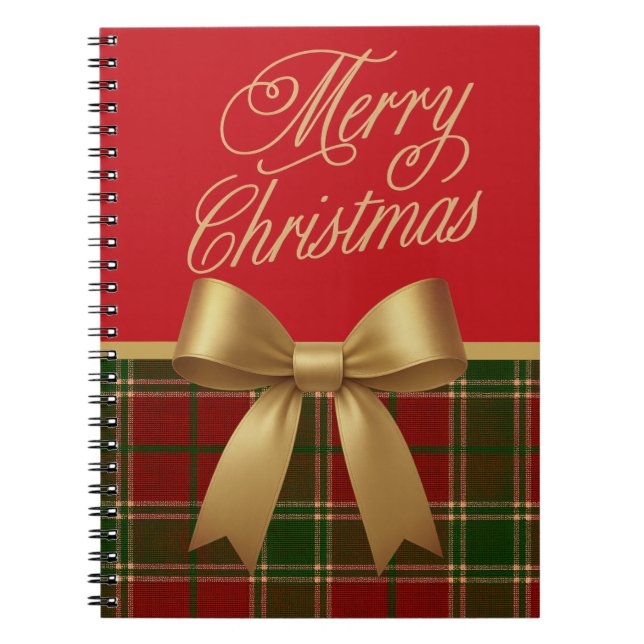 Merry Christmas Plaid Spiral Notebook Anteckningsbok (Framsidan)