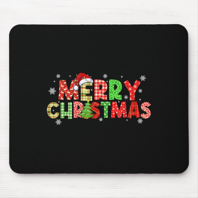 Merry Christmas Plaid Xmas Tree Santa Hat Men Wome Musmatta (Framsidan)