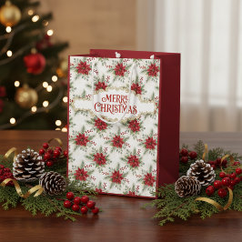 Merry Christmas Poinsettia Floral Holiday Pattern