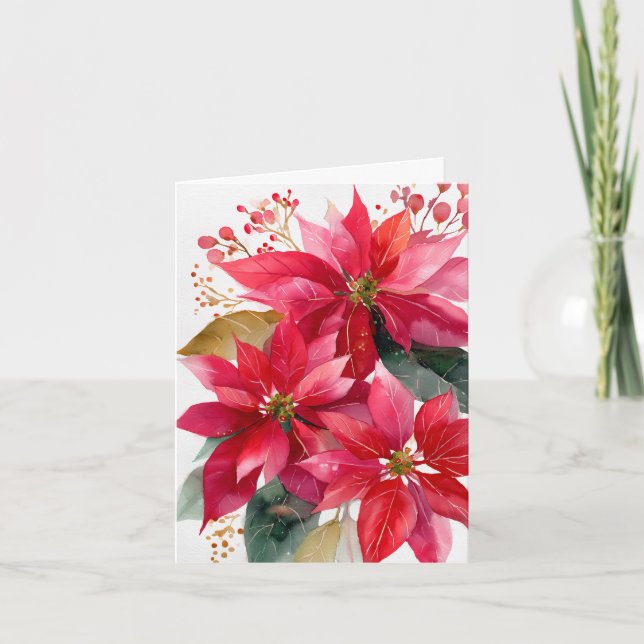 Merry Christmas Poinsettia Holiday Design Helgkort (Framsida)