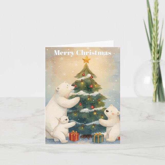 Merry Christmas Polar Bear Christmas Card Helgkort (Framsida)