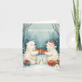 Merry Christmas Polar Bear Presents Christmas Card Helgkort