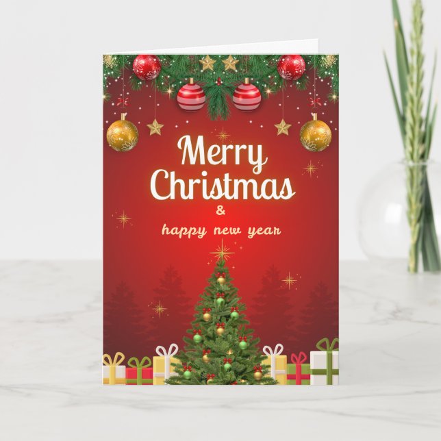 Merry Christmas Postcard | Festive Holiday Greetin Helgkort (Framsida)