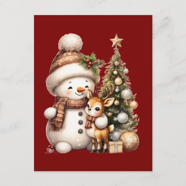 Merry Christmas Postcard | Festive Holiday Greetin Vykort (Framsida)