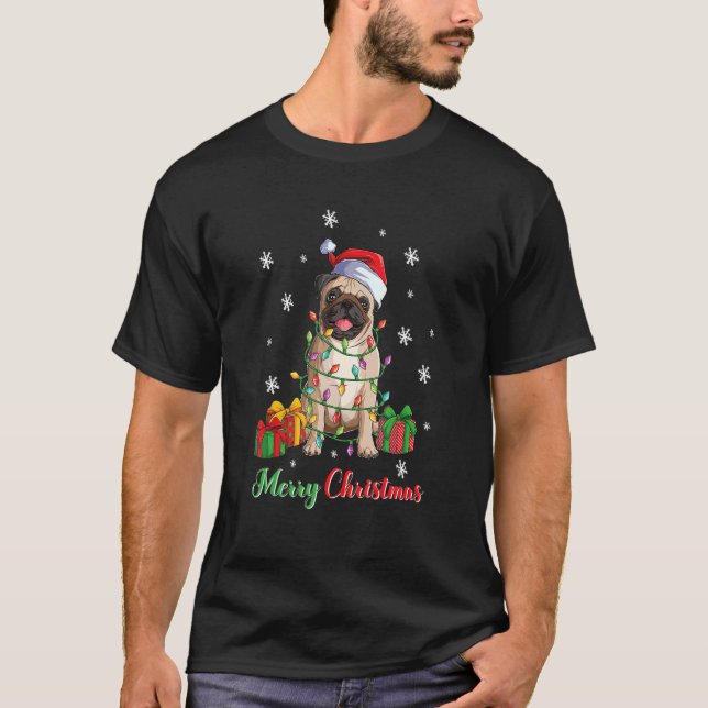 Merry Christmas Pug Dog  Ugly Xmas 1 T Shirt (Framsida)
