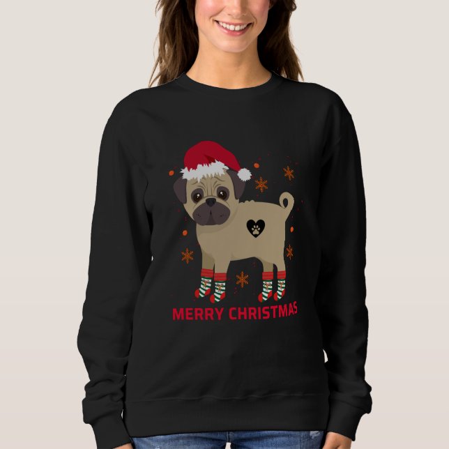 Merry Christmas PUG T Shirt (Framsida)