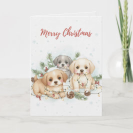 Merry Christmas Puppies Card Cute Dog Lover card Kort