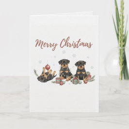 Merry Christmas Puppies Card Three Christmas Pup Helgkort