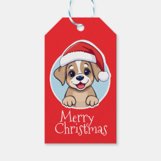 Merry Christmas Puppy Presentetikett