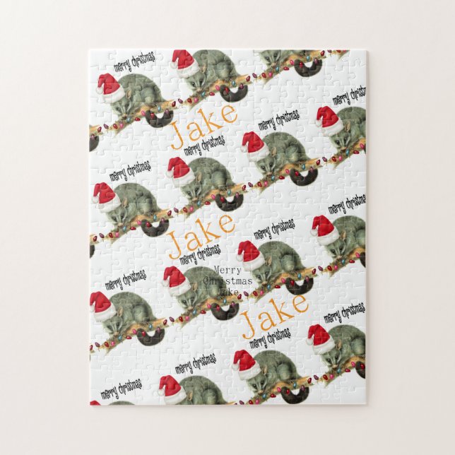 Merry Christmas Puzzle Christmas Opossum Pussel (Vertikal)