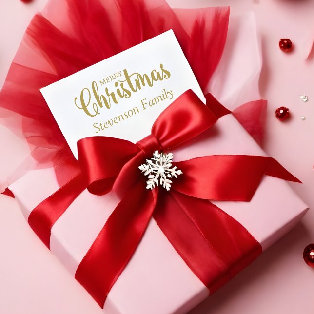 Merry Christmas Quote Stämpel (Chic Merry Christmas Quote Whimsical Calligraphy Rubber Stamp.)