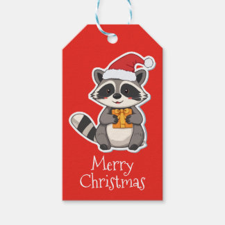 Merry Christmas Raccoon Presentetikett