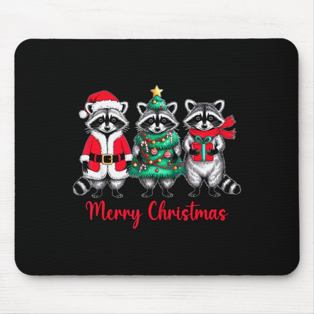 Merry Christmas Raccoon Santa Hat Xmas Animal Racc Musmatta (Framsidan)