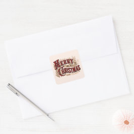 Merry Christmas - Red and Gold Fyrkantigt Klistermärke