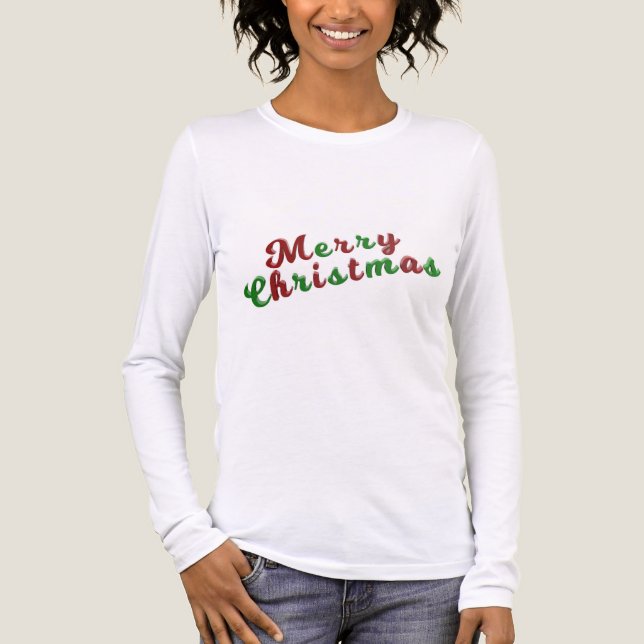 Merry Christmas, red and green holiday script, T Shirt (Framsida)