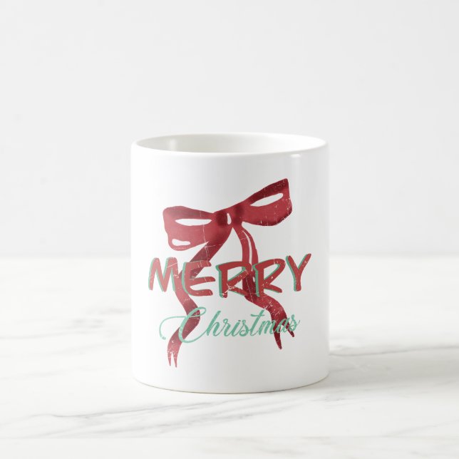 Merry Christmas Red Bow Mug Kaffemugg (Center)