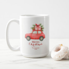 Merry Christmas Red Car – Personalized Holiday  Kaffemugg
