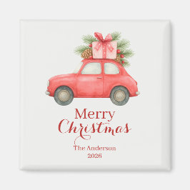 Merry Christmas Red Car – Personalized Holiday  Magnet