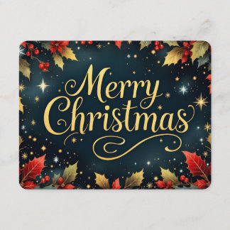 Merry Christmas Red/Gold Berries Inbjudningar