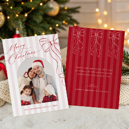 Merry Christmas Red Hand Drawn Bow Julkort