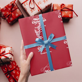 Merry Christmas red hand-drawn bow retro Presentpapper