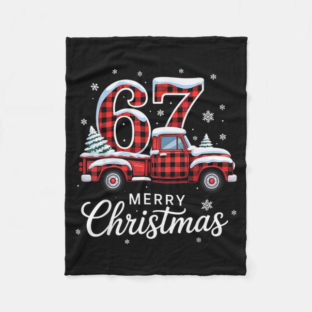 Merry Christmas Red Plaid Truck Buffalo Family 67  Fleecefilt (Framsidan)