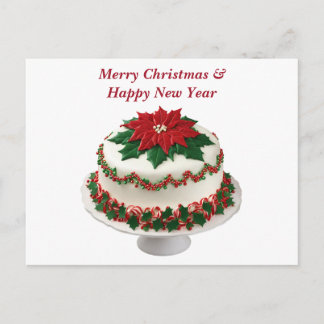 Merry Christmas Red Poinsettia Cake  Helg Vykort