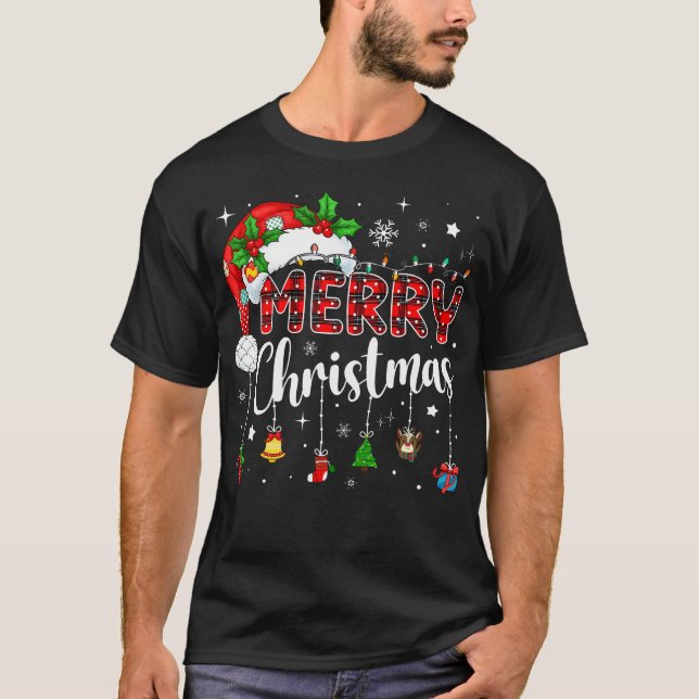 Merry Christmas Red Santa Hat Reindeer Xmas Matchi T Shirt (Framsida)
