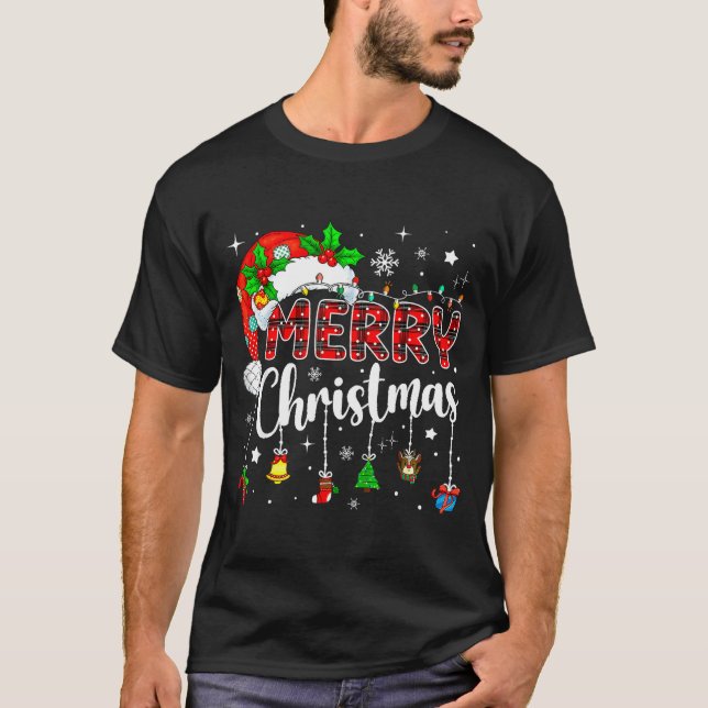 Merry Christmas Red Santa Hat Reindeer Xmas Matchi T Shirt (Framsida)