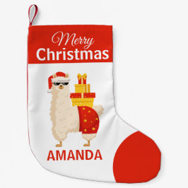 Merry Christmas Red Santa Llama Funny Cute  Liten Julstrumpa