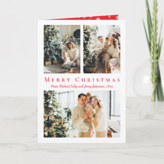 merry christmas red script 3 photos holiday kort