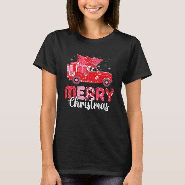 Merry Christmas Red Truck With Tree Xmas PJ costum T Shirt (Framsida)