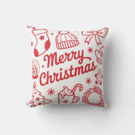 Merry Christmas Red & White Holiday Throw Pillow Kudde