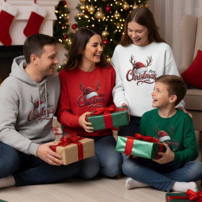 Merry Christmas Reindeer Antlers & Santa Hat T-Shi T Shirt (Skapare uppladdad)
