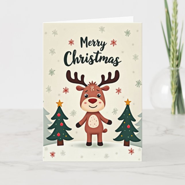 Merry Christmas Reindeer Card Kort (Framsida)