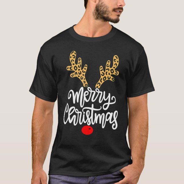 Merry Christmas  Reindeer Christmas  Family T Shirt (Framsida)