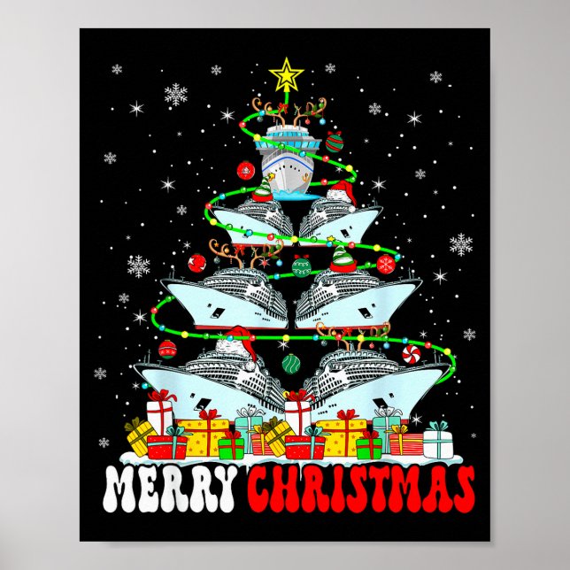 Merry Christmas Reindeer Elf Santa Cruise Ships Xm Poster (Framsidan)