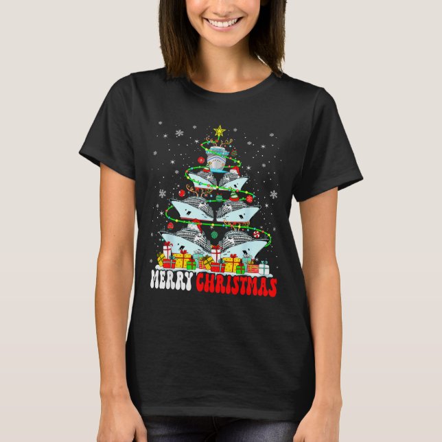 Merry Christmas Reindeer Elf Santa Cruise Ships Xm T Shirt (Framsida)