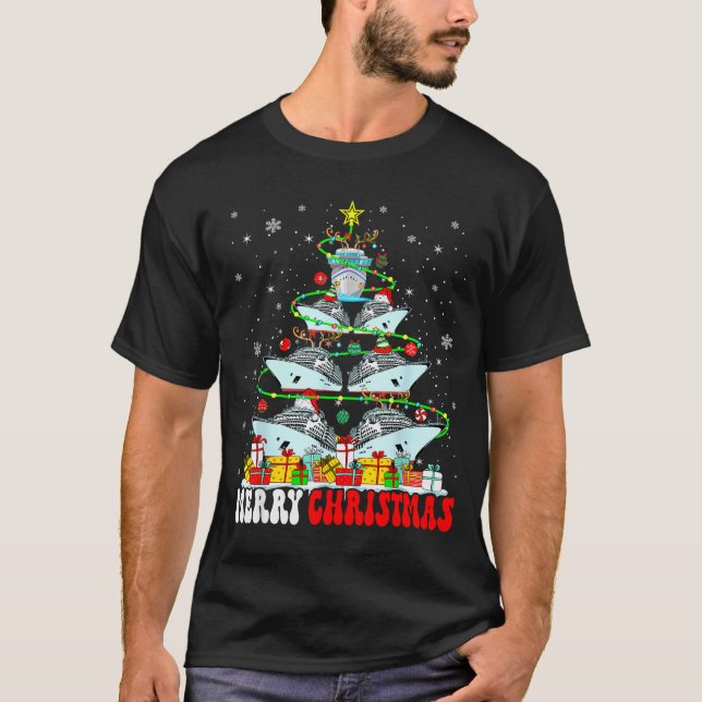 Merry Christmas Reindeer Elf Santa Cruise Ships Xm T Shirt (Framsida)
