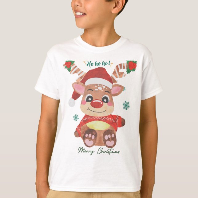 Merry Christmas Reindeer - Festive & Fun! T Shirt (Framsida)