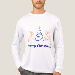 Merry Christmas Reindeer Long Sleeve Tri-Blend Shi T Shirt