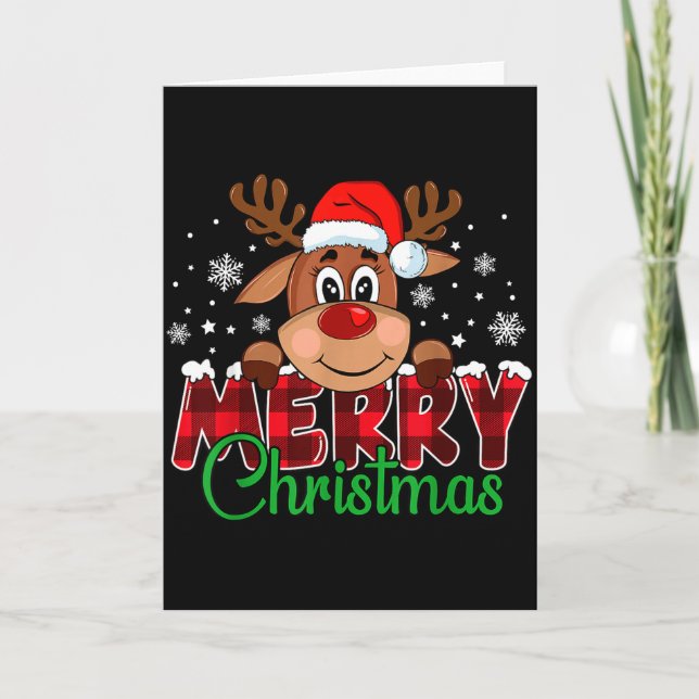 Merry Christmas Reindeer Men Women Family Matching Kort (Framsida)