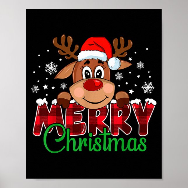 Merry Christmas Reindeer Men Women Family Matching Poster (Framsidan)